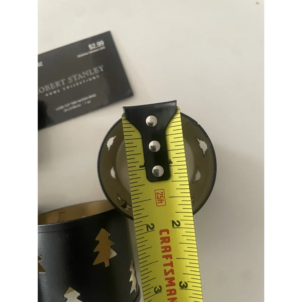 Robert Stanley Home Black Gold Metal Christmas forest Tree Napkin Ring set of 4